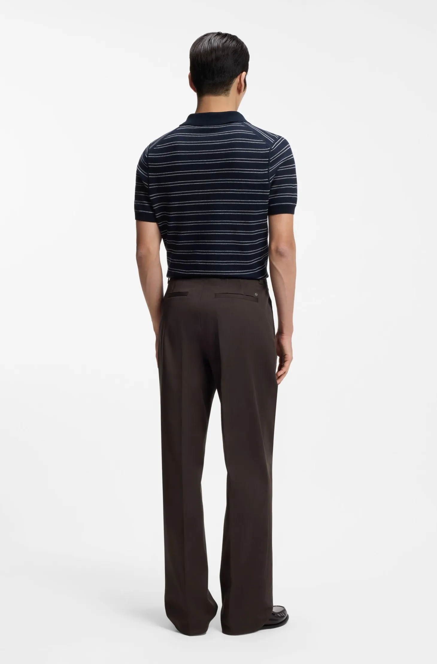 Oversized-fit trousers in stretch cotton with double pleats