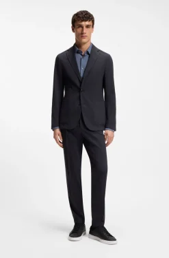 Packable slim-fit trousers in a washable wool blend