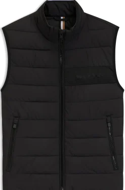 Padded gilet with a protective stand collar