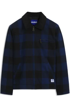 Padded jacket in Glen-check cotton flannel