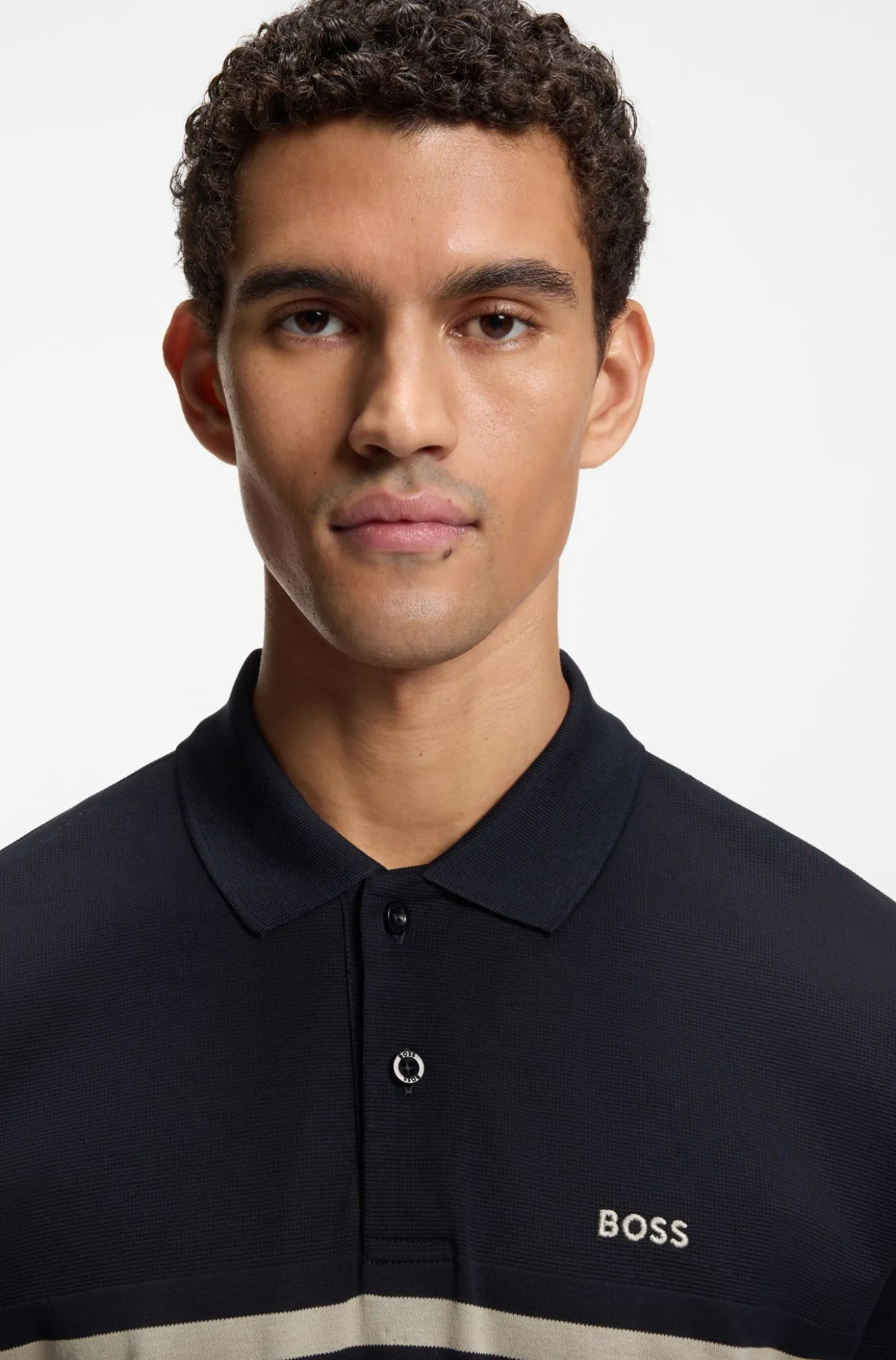 Paddy polo shirt in cotton with horizontal stripe