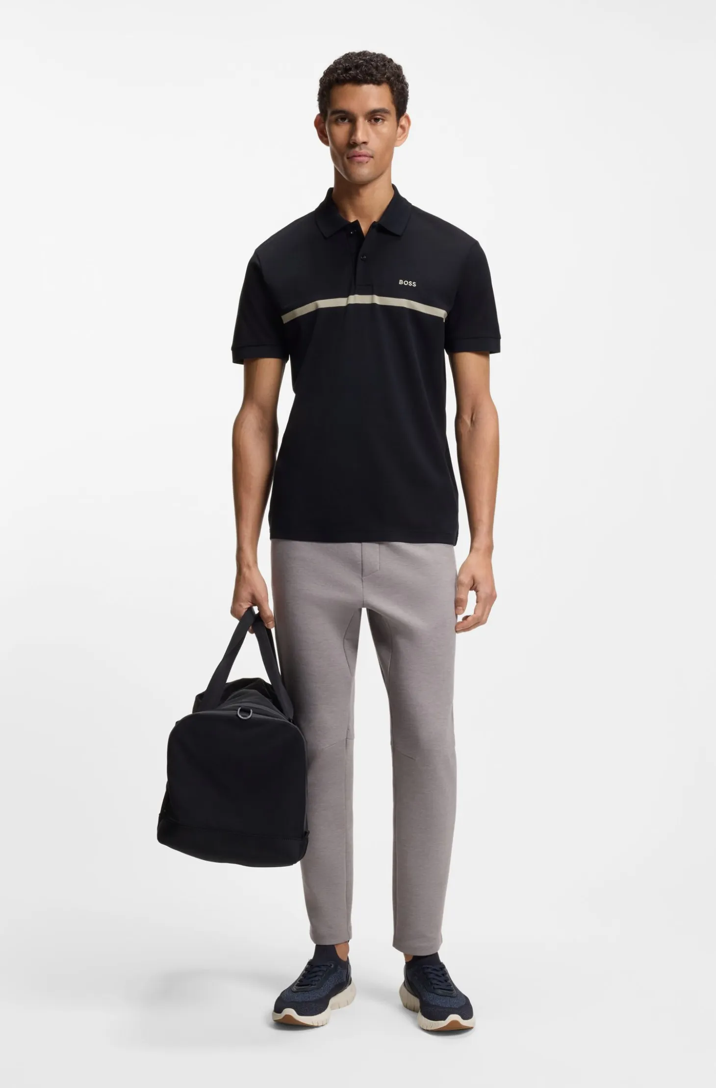 Paddy polo shirt in cotton with horizontal stripe
