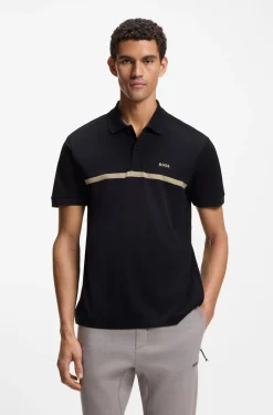 Paddy polo shirt in cotton with horizontal stripe
