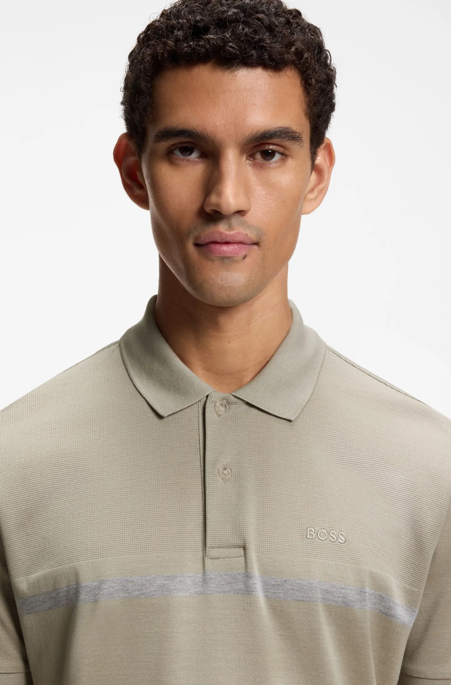 Paddy polo shirt in cotton with horizontal stripe