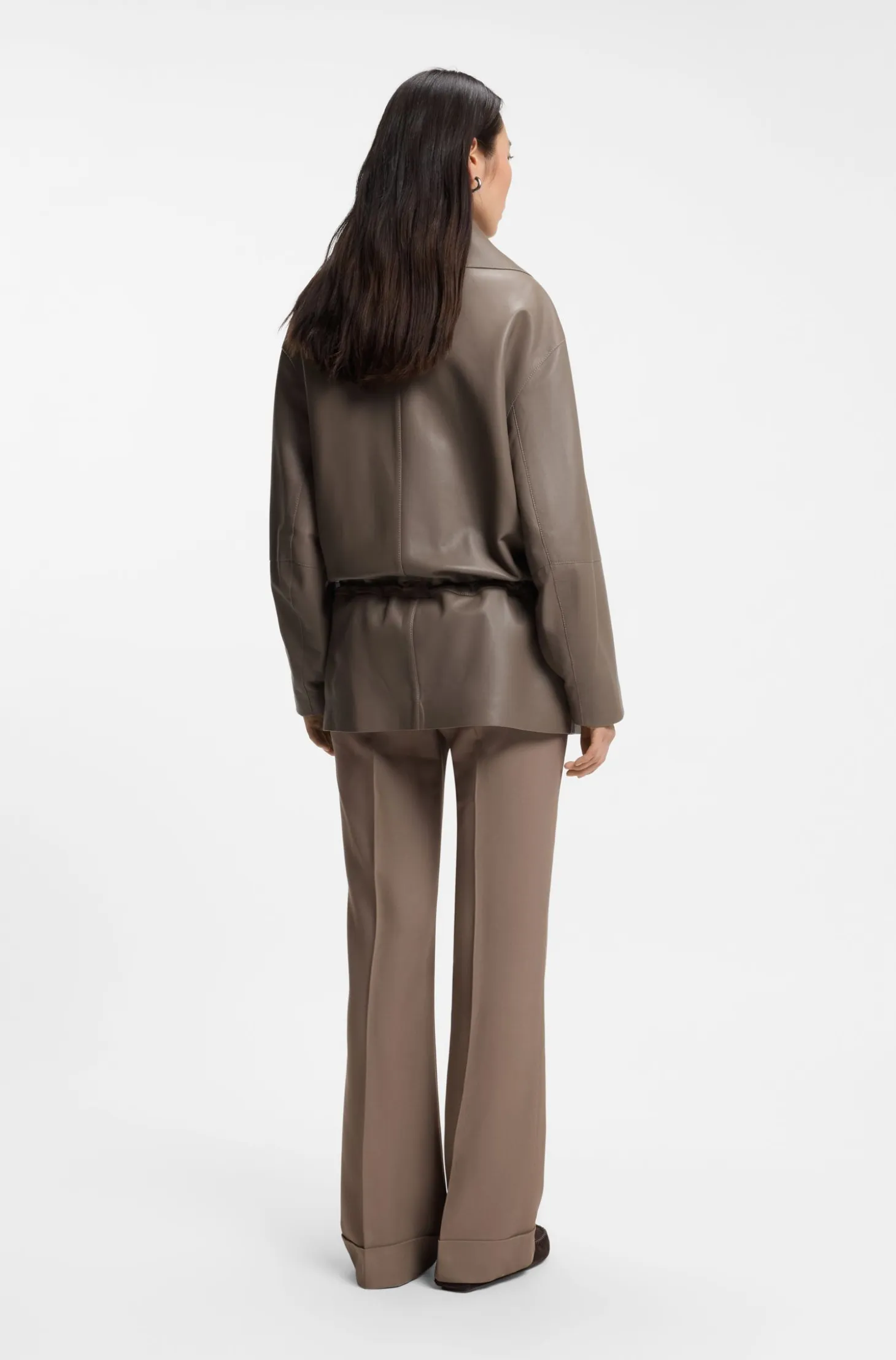 Parka-style jacket in leather