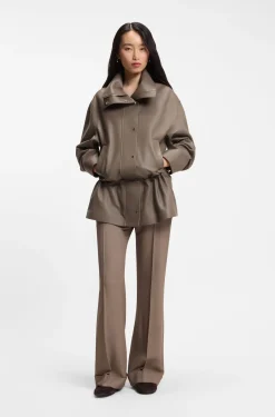 Parka-style jacket in leather