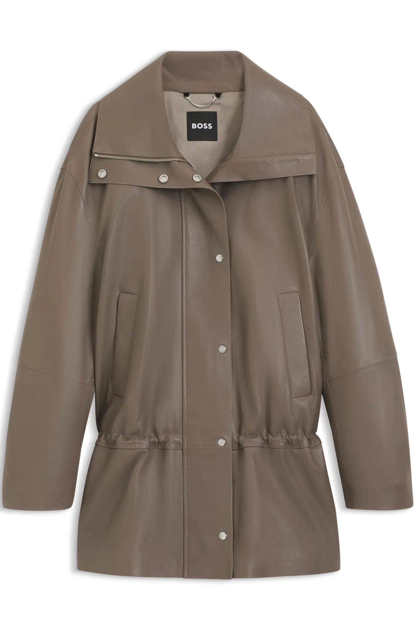 Parka-style jacket in leather