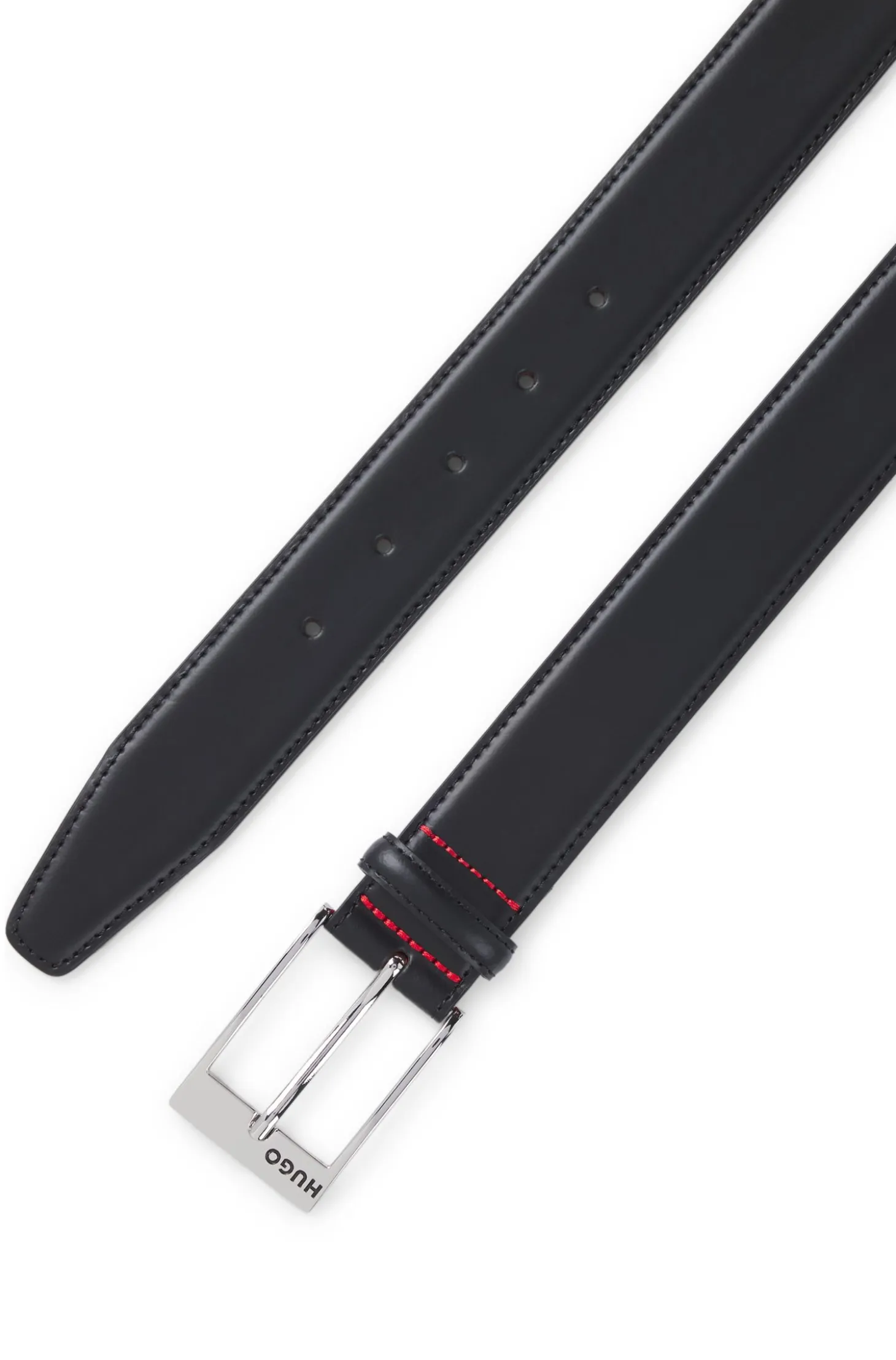 Patent-leather belt with red lining