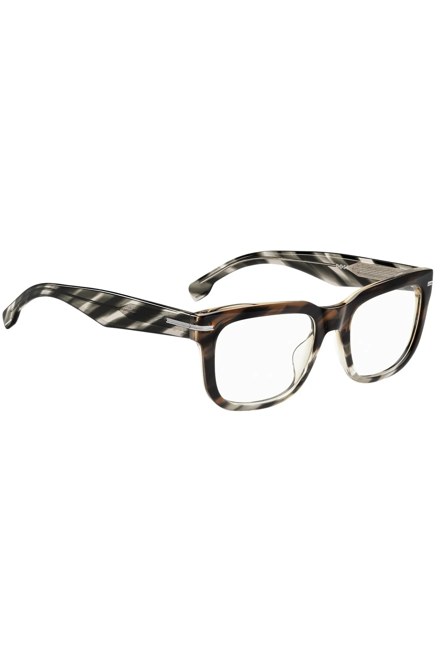Patterned-acetate optical frames with temple logo