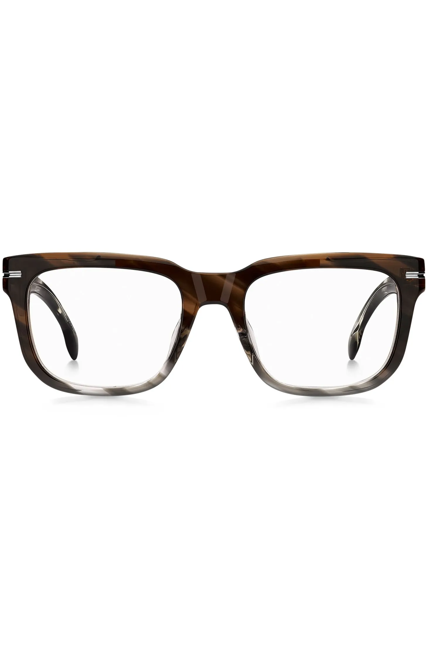 Patterned-acetate optical frames with temple logo