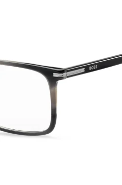 Patterned-acetate optical frames with silver-tone trims
