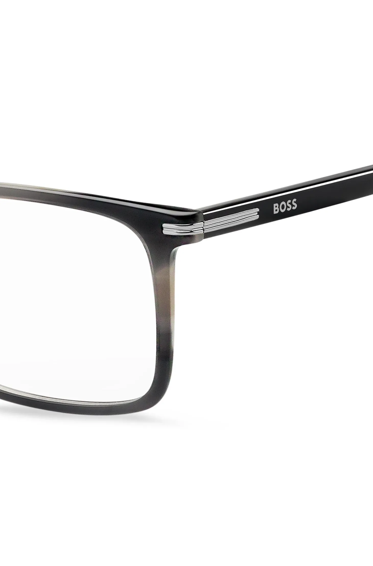 Patterned-acetate optical frames with silver-tone trims