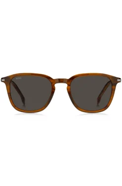 Patterned-acetate sunglasses with temple stripe