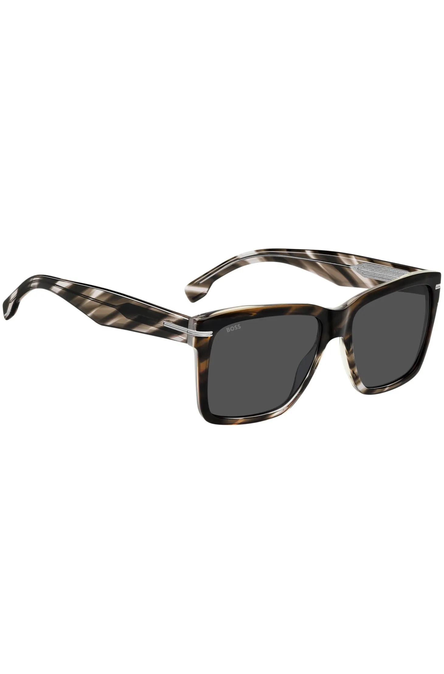 Patterned-acetate sunglasses with silver-tone trims