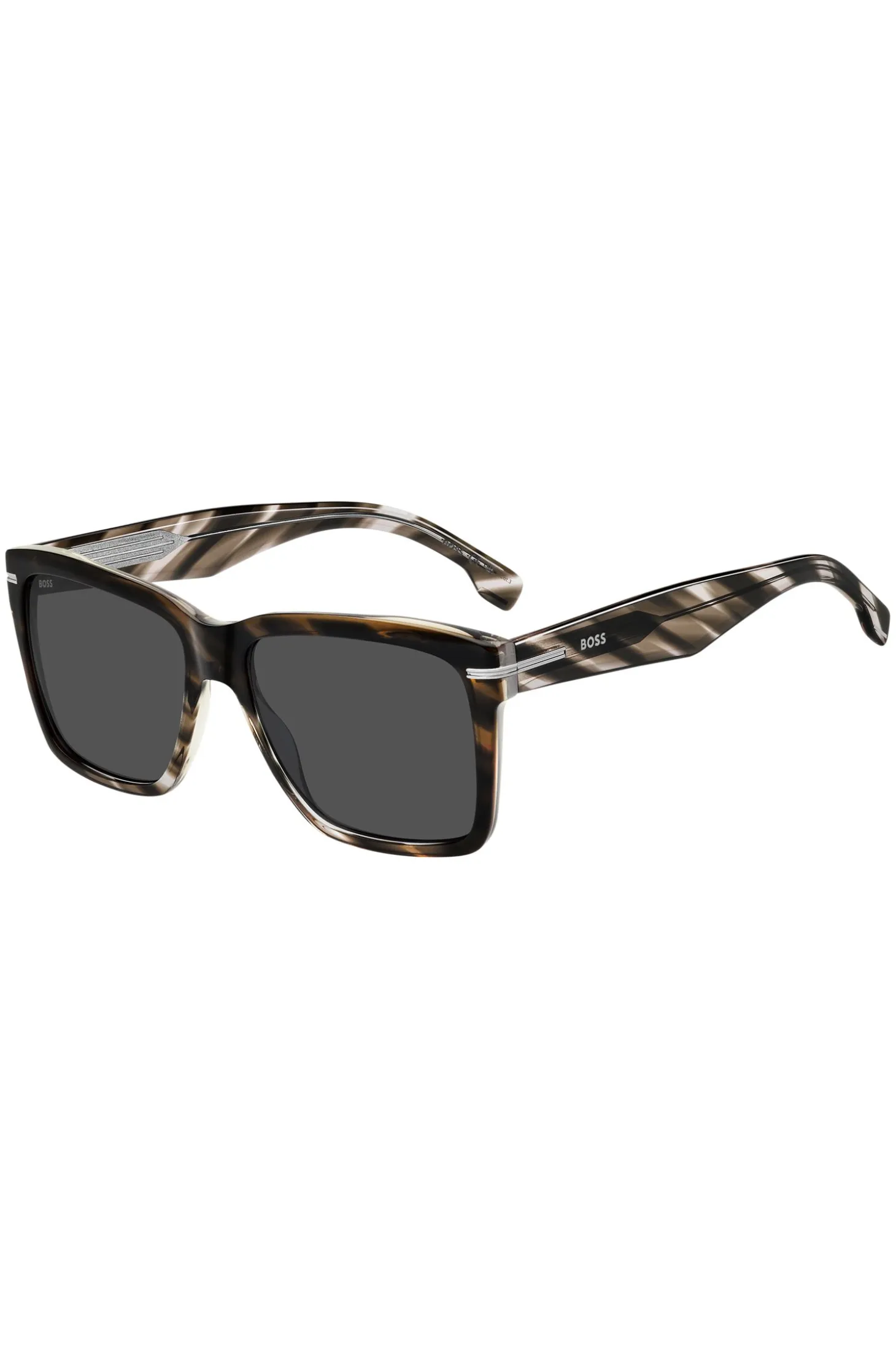 Patterned-acetate sunglasses with silver-tone trims