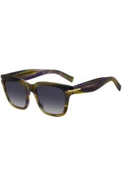 Patterned-acetate sunglasses with gold-tone trims
