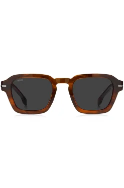 Patterned-acetate sunglasses with silver-tone trims