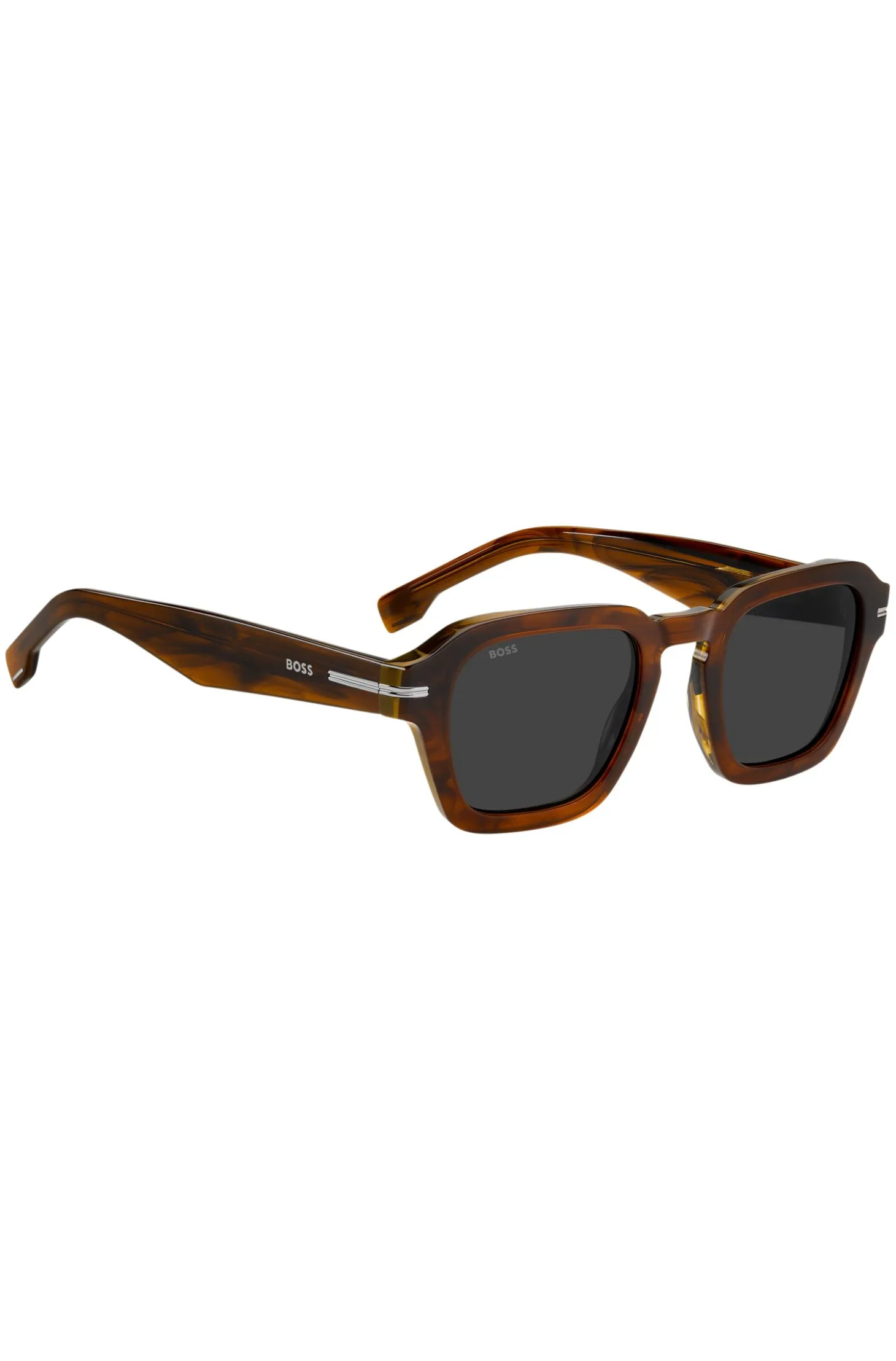 Patterned-acetate sunglasses with silver-tone trims
