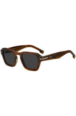 Patterned-acetate sunglasses with silver-tone trims