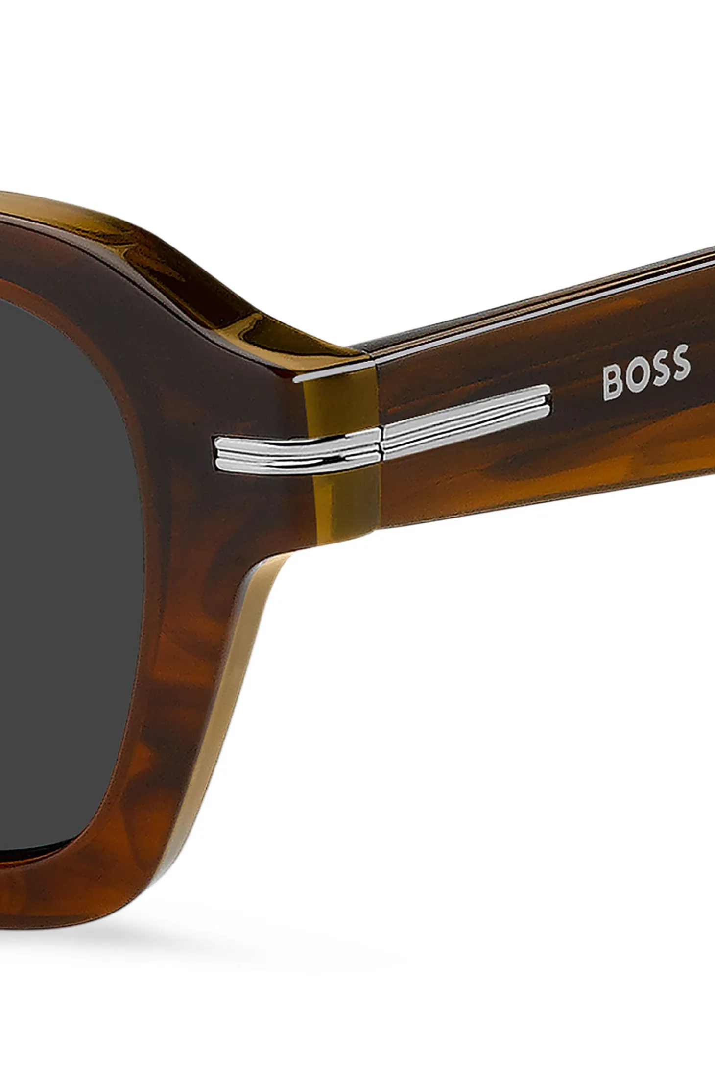 Patterned-acetate sunglasses with silver-tone trims