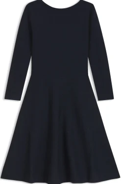 Patterned boat-neck dress in a stretch knit