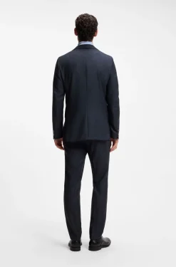 Patterned slim-fit blazer in Italian virgin wool