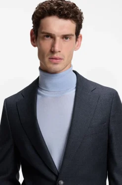 Patterned slim-fit blazer in Italian virgin wool