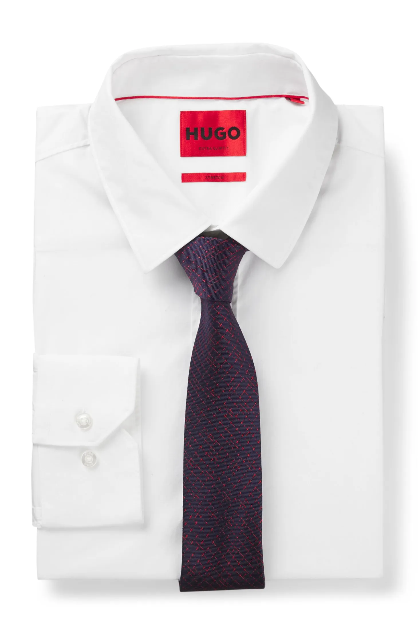 Patterned tie in silk jacquard