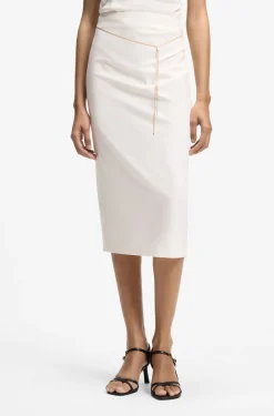 Pencil skirt with gold-tone chain belt