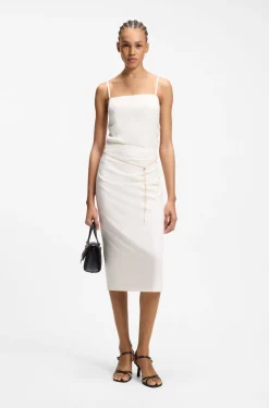 Pencil skirt with gold-tone chain belt