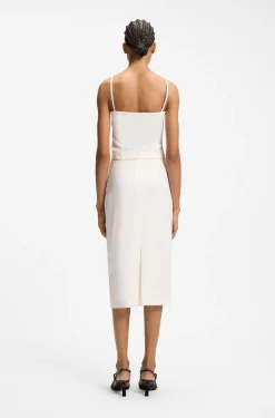 Pencil skirt with gold-tone chain belt