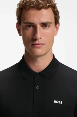 Pima-cotton polo shirt with placed print