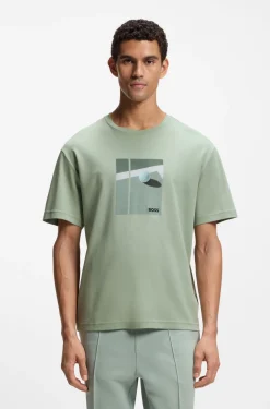 Pima-cotton T-shirt with tennis artwork