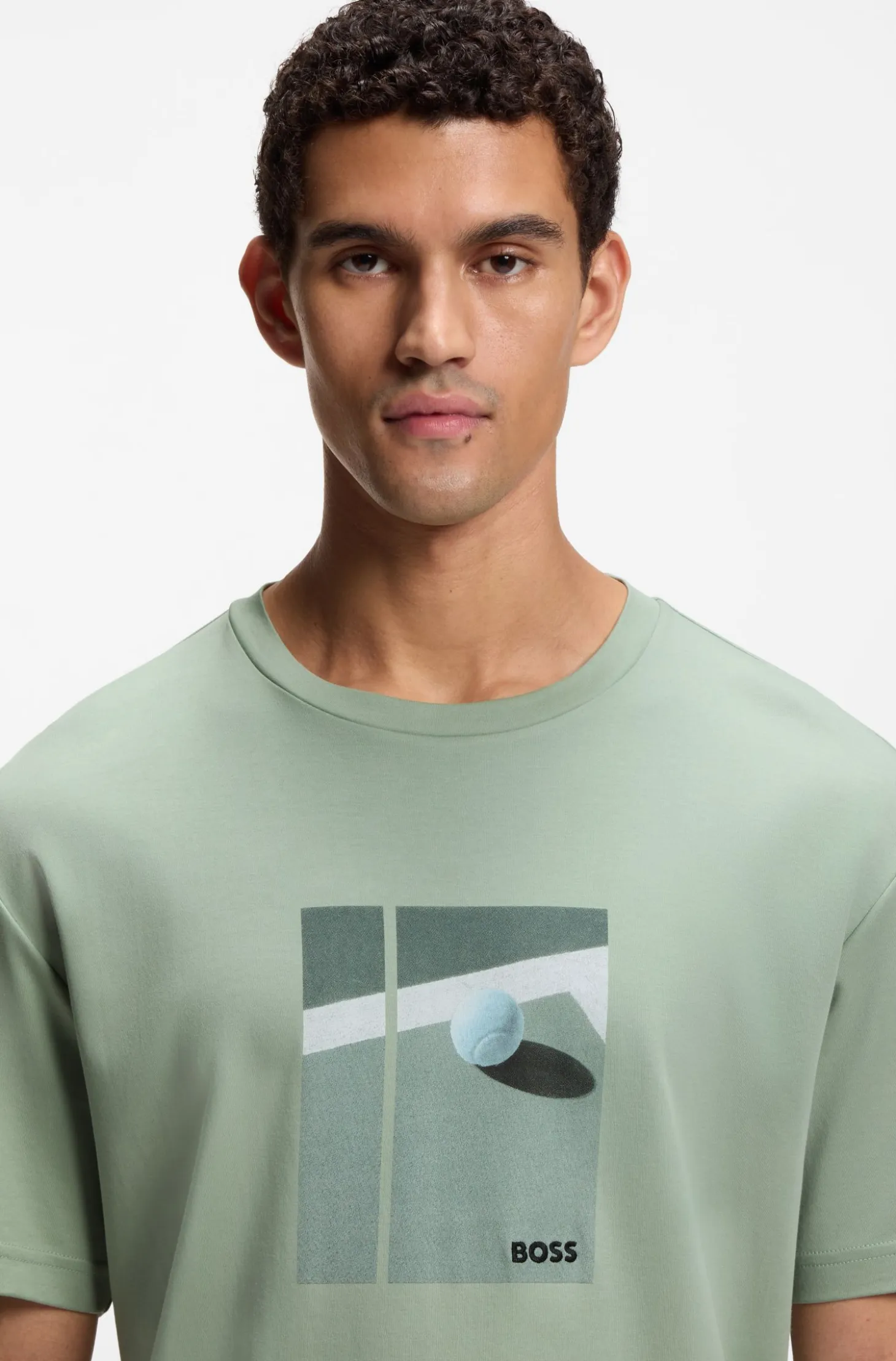 Pima-cotton T-shirt with tennis artwork