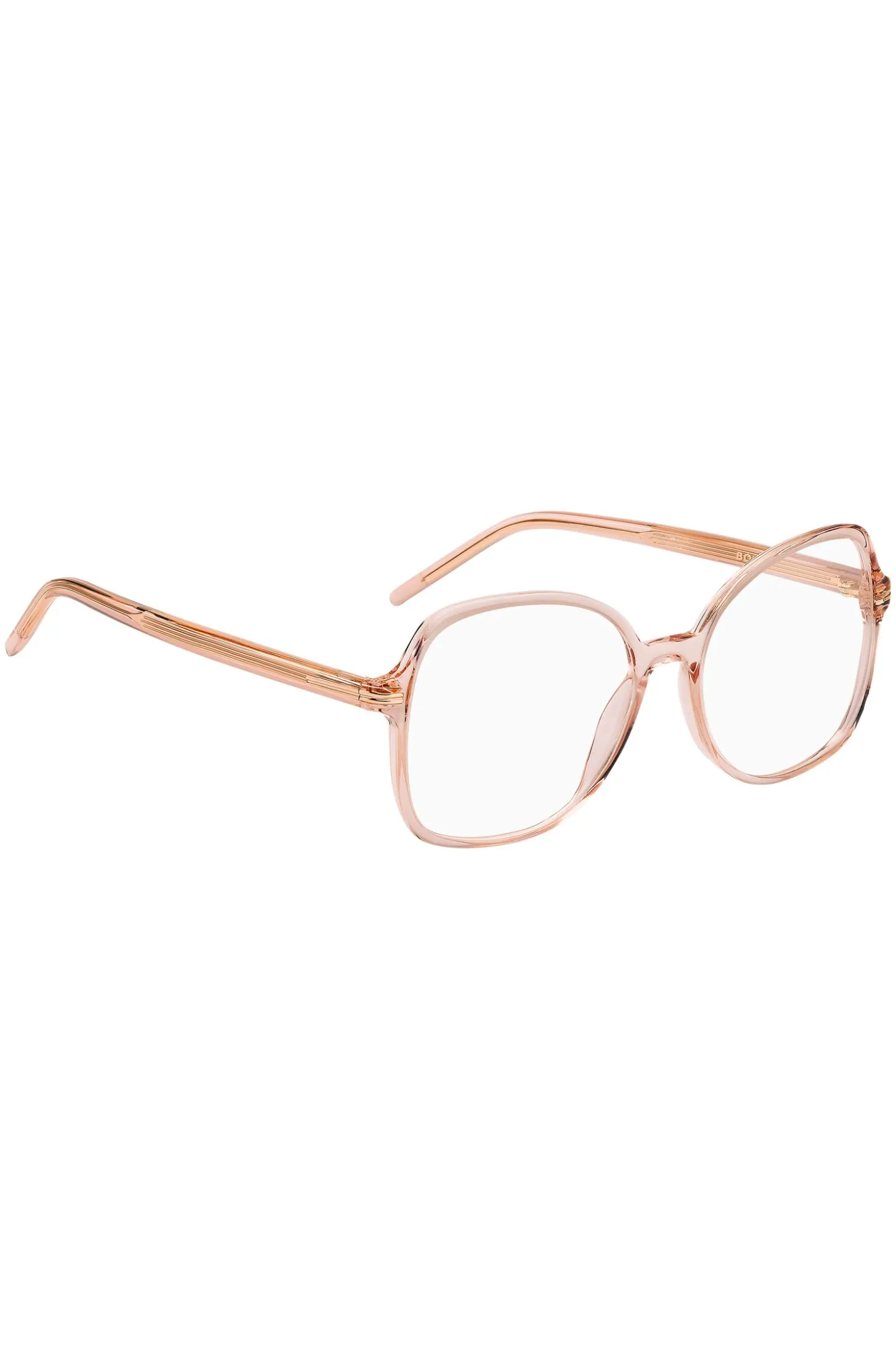 Pink-acetate optical frames with gold-tone hardware