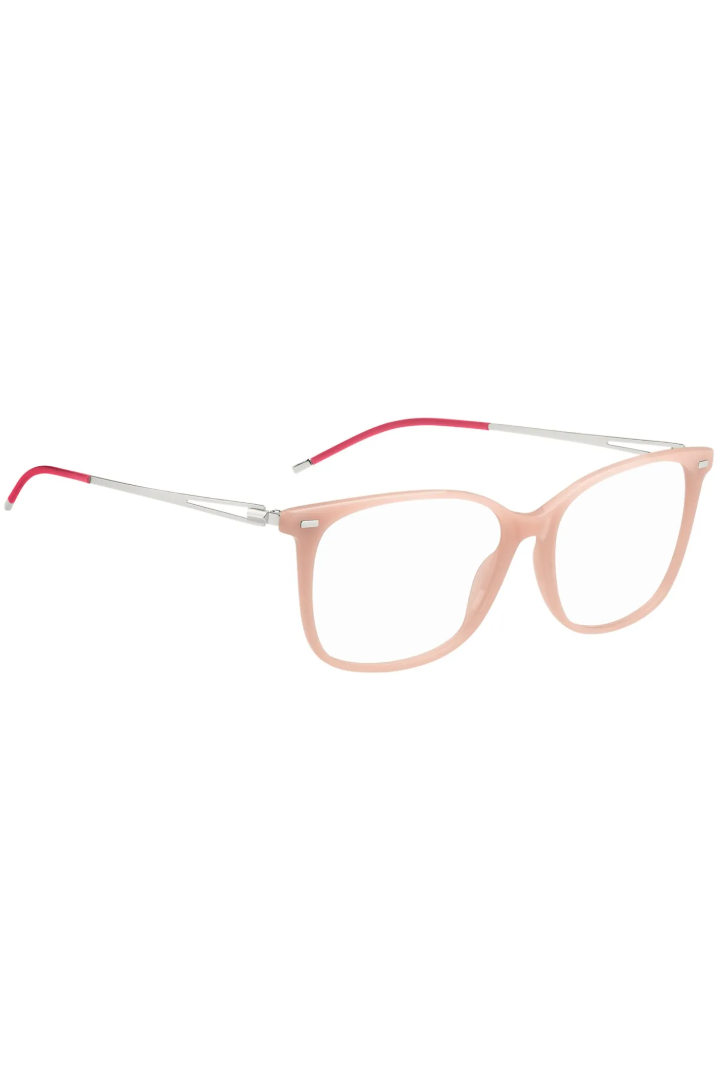 Pink-acetate optical frames with branded chain