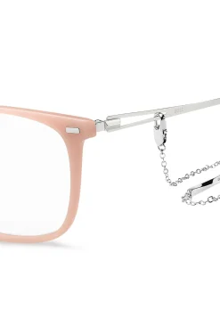 Pink-acetate optical frames with branded chain