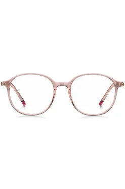 Pink-acetate optical frames with tubular temples