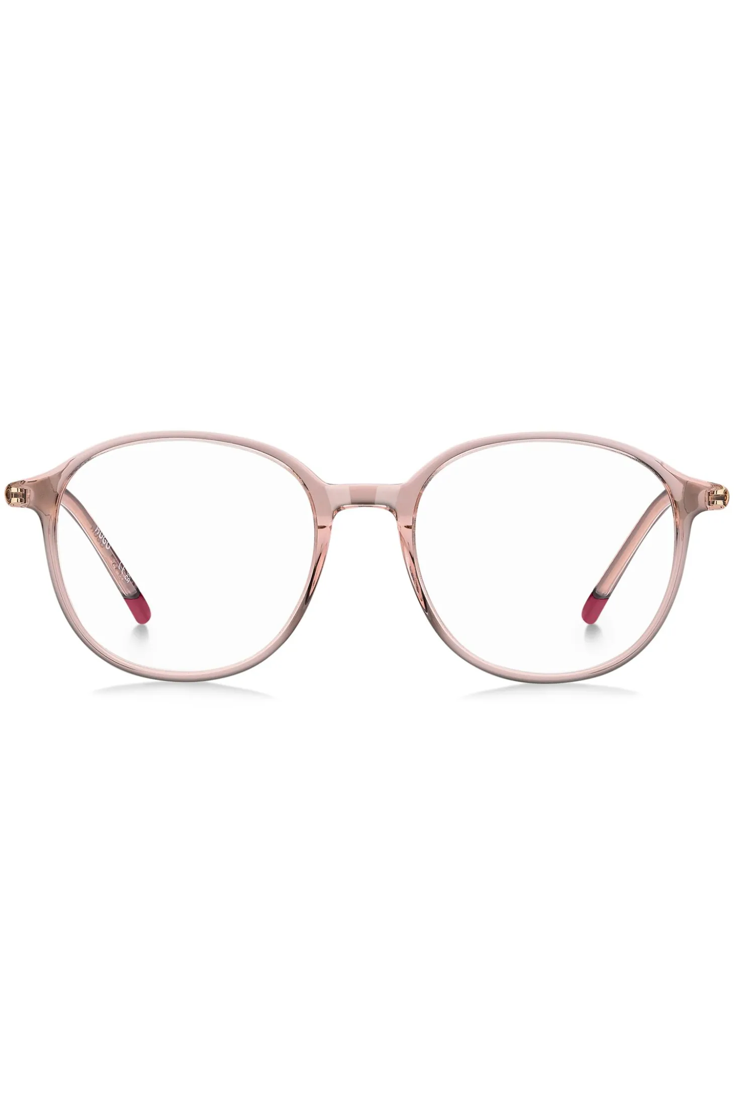 Pink-acetate optical frames with tubular temples