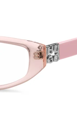 Pink-acetate optical frames with 3D monogram