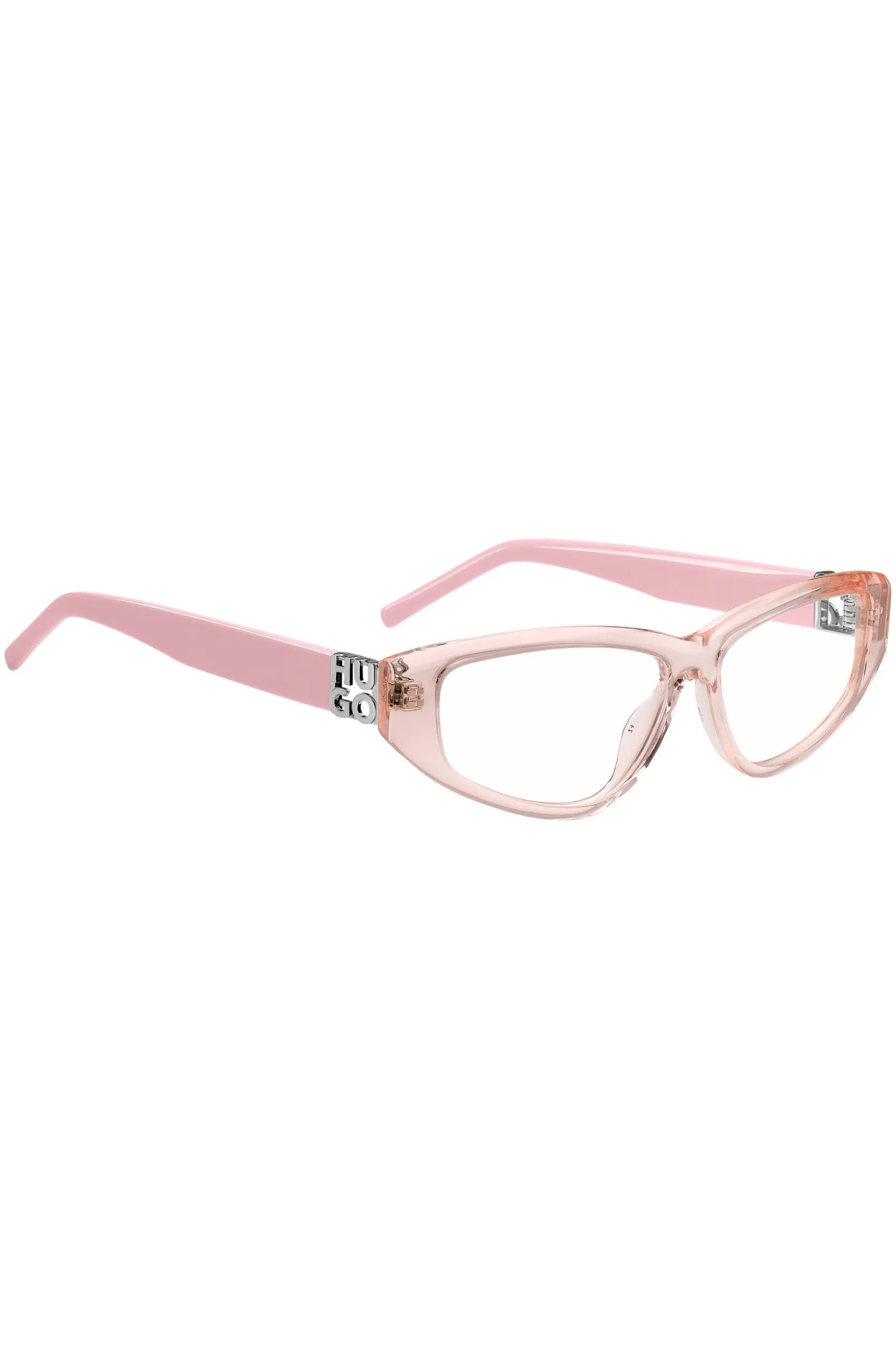 Pink-acetate optical frames with 3D monogram