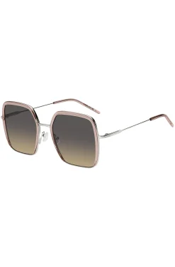 Pink-acetate sunglasses with silver-tone steel
