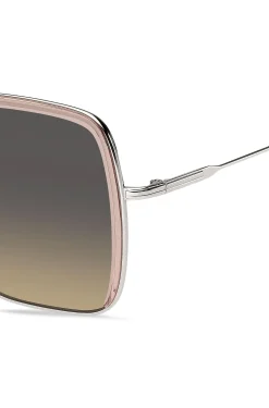 Pink-acetate sunglasses with silver-tone steel