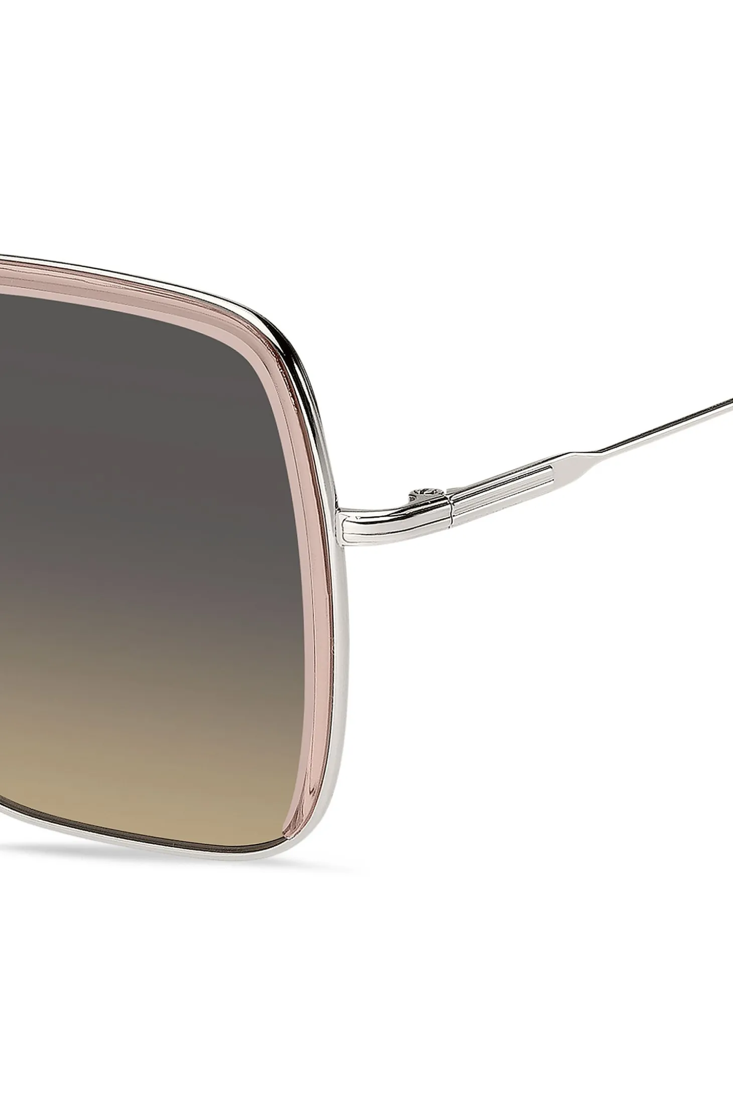 Pink-acetate sunglasses with silver-tone steel