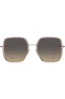 Pink-acetate sunglasses with silver-tone steel