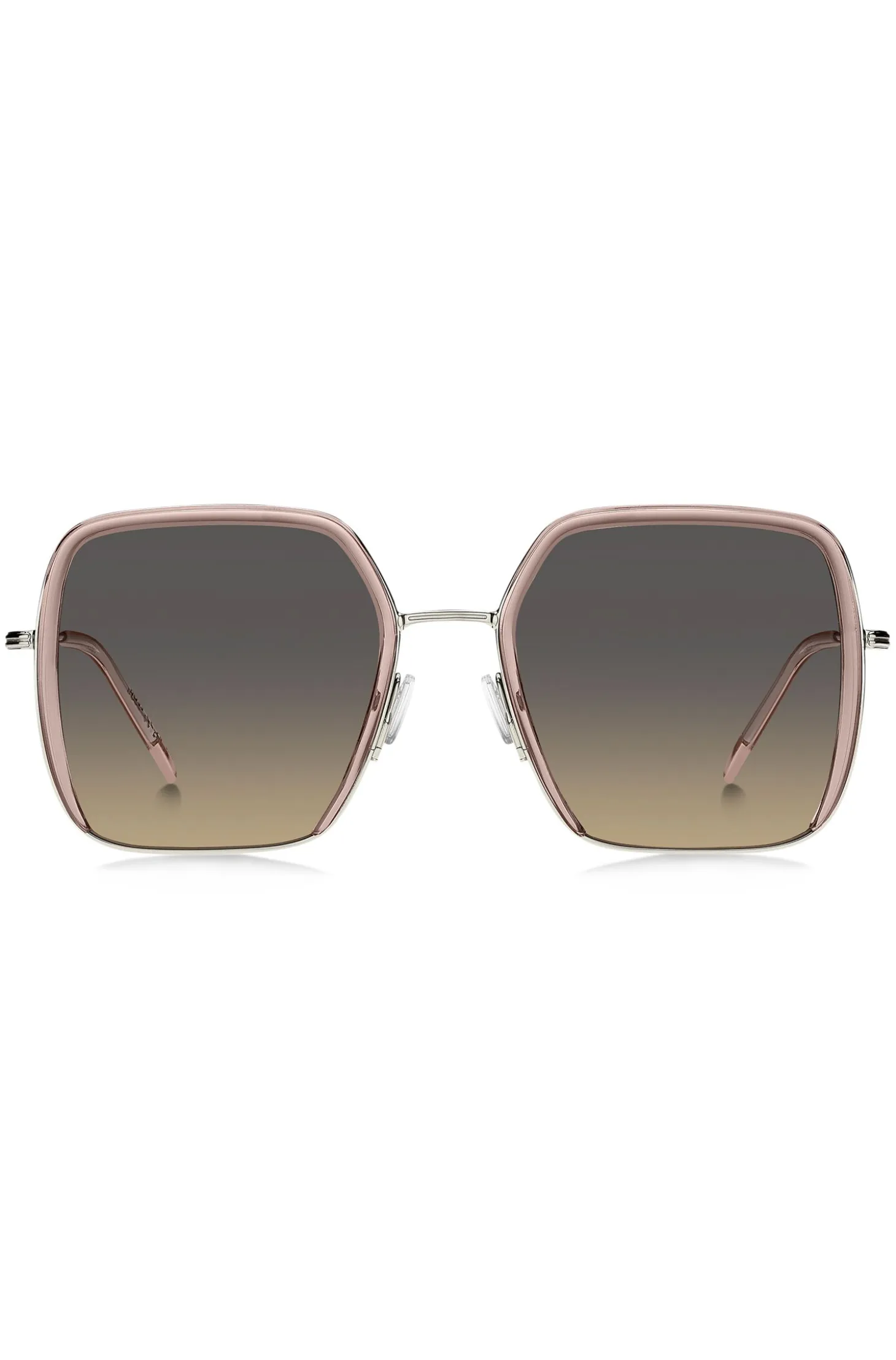Pink-acetate sunglasses with silver-tone steel