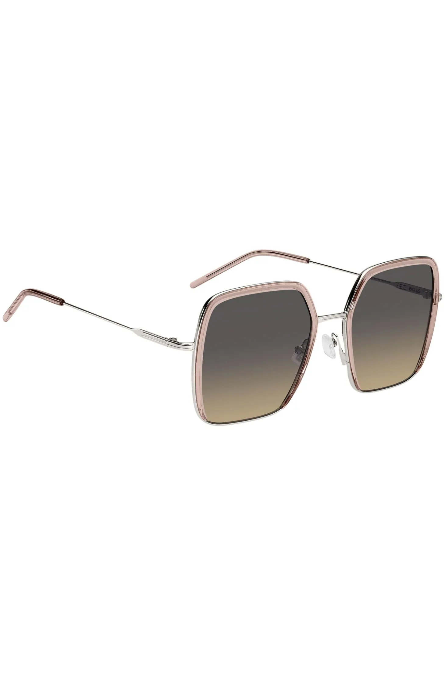 Pink-acetate sunglasses with silver-tone steel