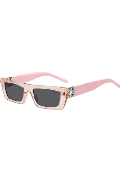 Pink-acetate sunglasses with 3D monogram