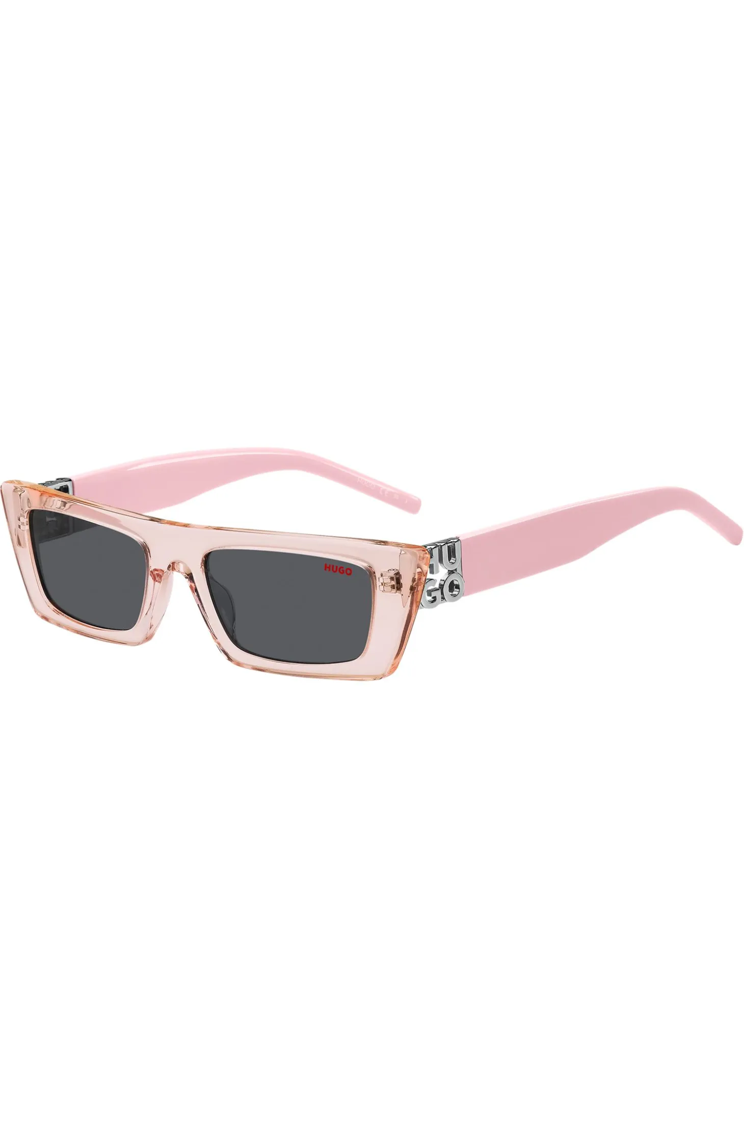 Pink-acetate sunglasses with 3D monogram