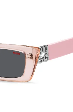 Pink-acetate sunglasses with 3D monogram